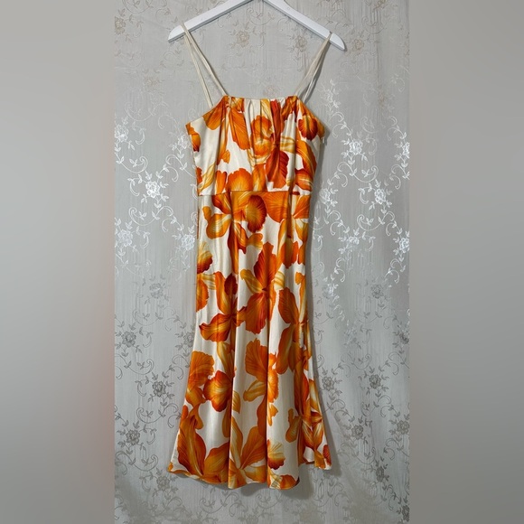 Banana Republic 100% Silk Floral Slip Midi Dress Size 6 - Picture 4 of 7